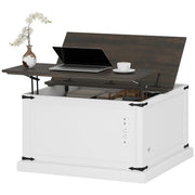 Square Lift Top Coffee Table with Charging Station - White-DECOROLALA