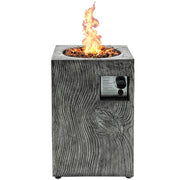 Square Outdoor Propane Fire Pit with Lava Rocks Waterproof Cover 30000 BTU-Fire Pit Tables-DECOROLALA