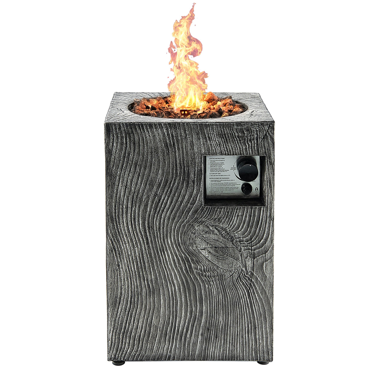Square Outdoor Propane Fire Pit with Lava Rocks Waterproof Cover 30000 BTU-Fire Pit Tables-DECOROLALA
