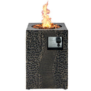 Square Outdoor Propane Fire Pit with Lava Rocks Waterproof Cover 30000 BTU-Fire Pit Tables-DECOROLALA