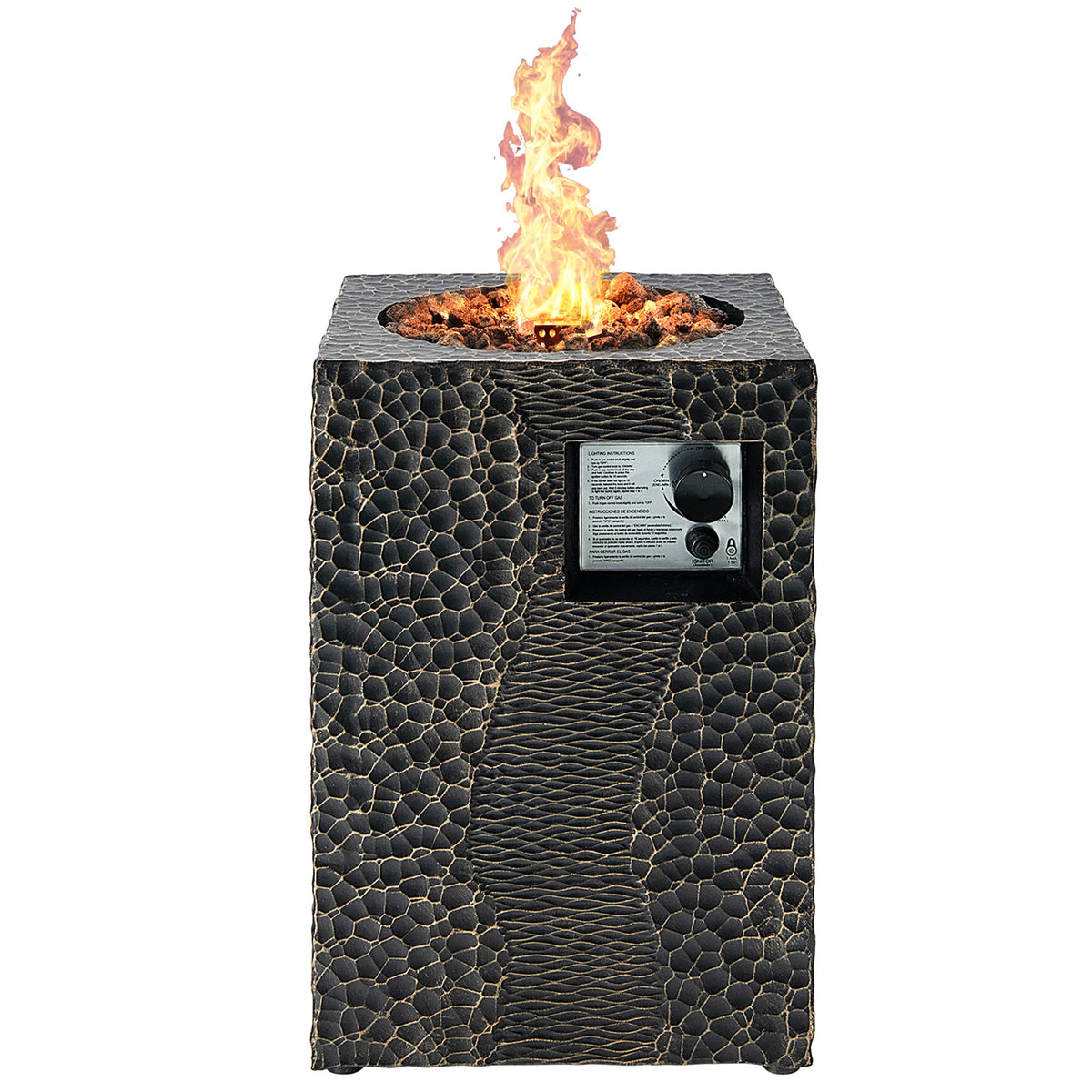 Square Outdoor Propane Fire Pit with Lava Rocks Waterproof Cover 30000 BTU-Fire Pit Tables-DECOROLALA