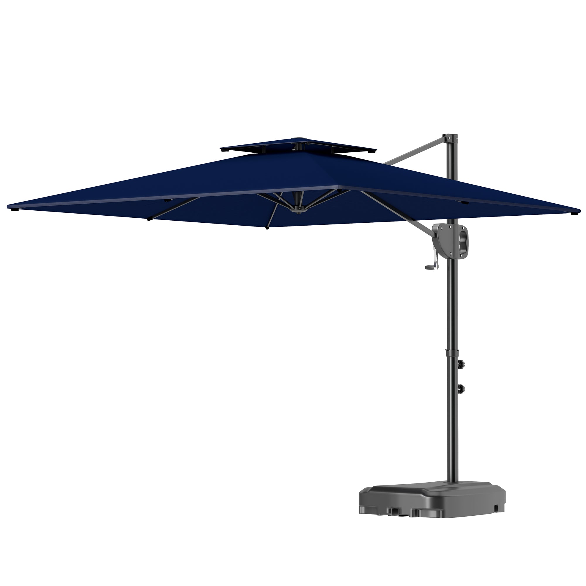 Square Patio Umbrella 8'x9' Dark Blue UV Protection, Tilt Crank-DECOROLALA