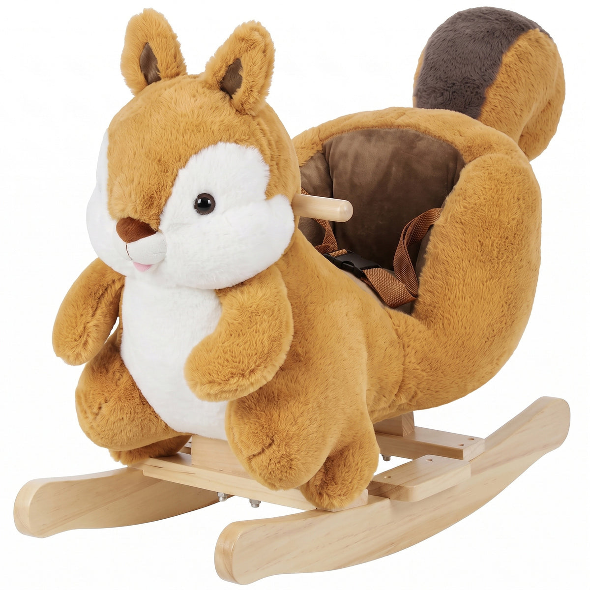 Rocking Horse for Toddlers 1-3 Years, Squirrel Baby Rocking Horse with Animal Sound, Safety Belt, Brown-Toys & Games > Baby & Toddler Toys > Riding & Rocking Toys > Rocking Horses-DECOROLALA