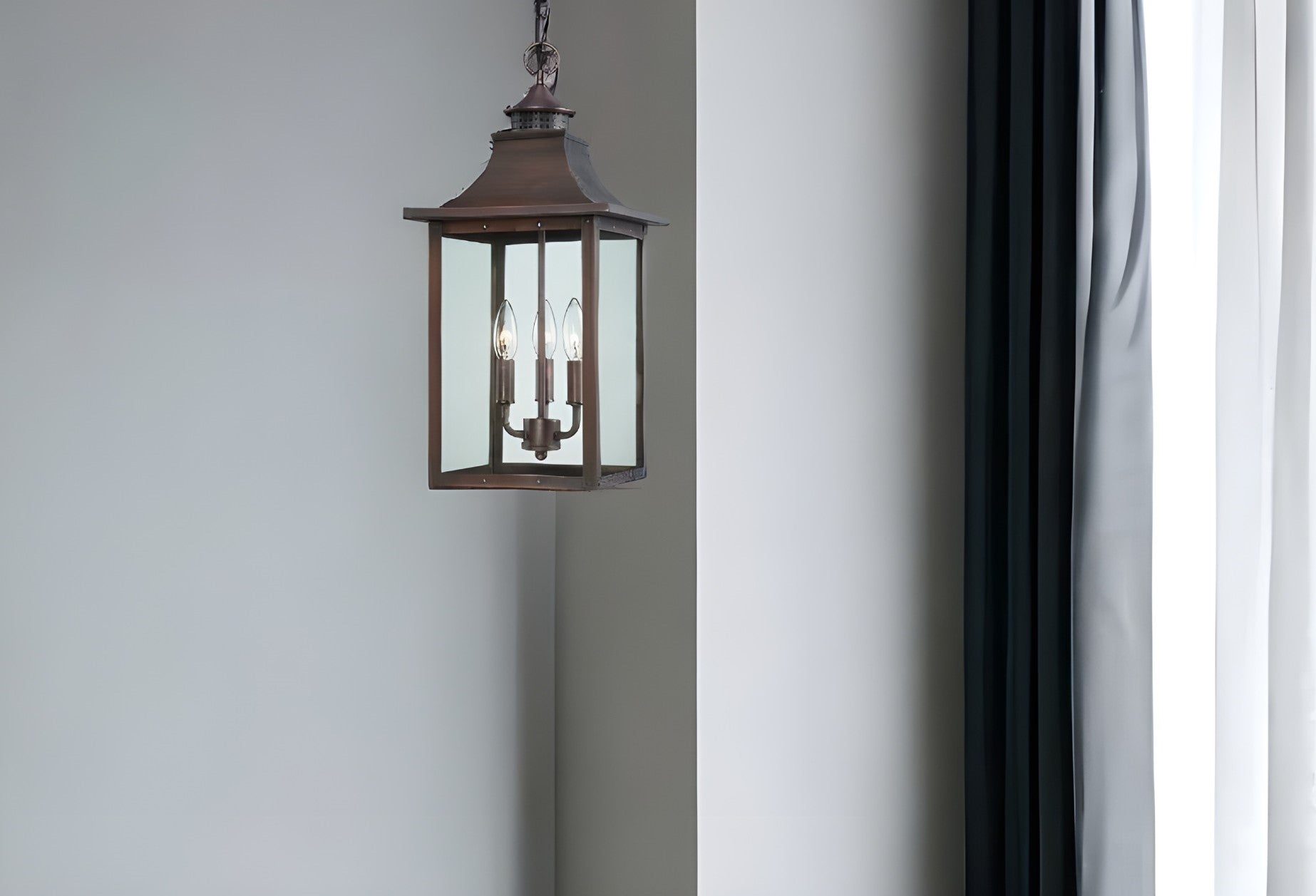 St. Charles 3-Light Acopper Patina Hanging Light-Chandeliers-DECOROLALA