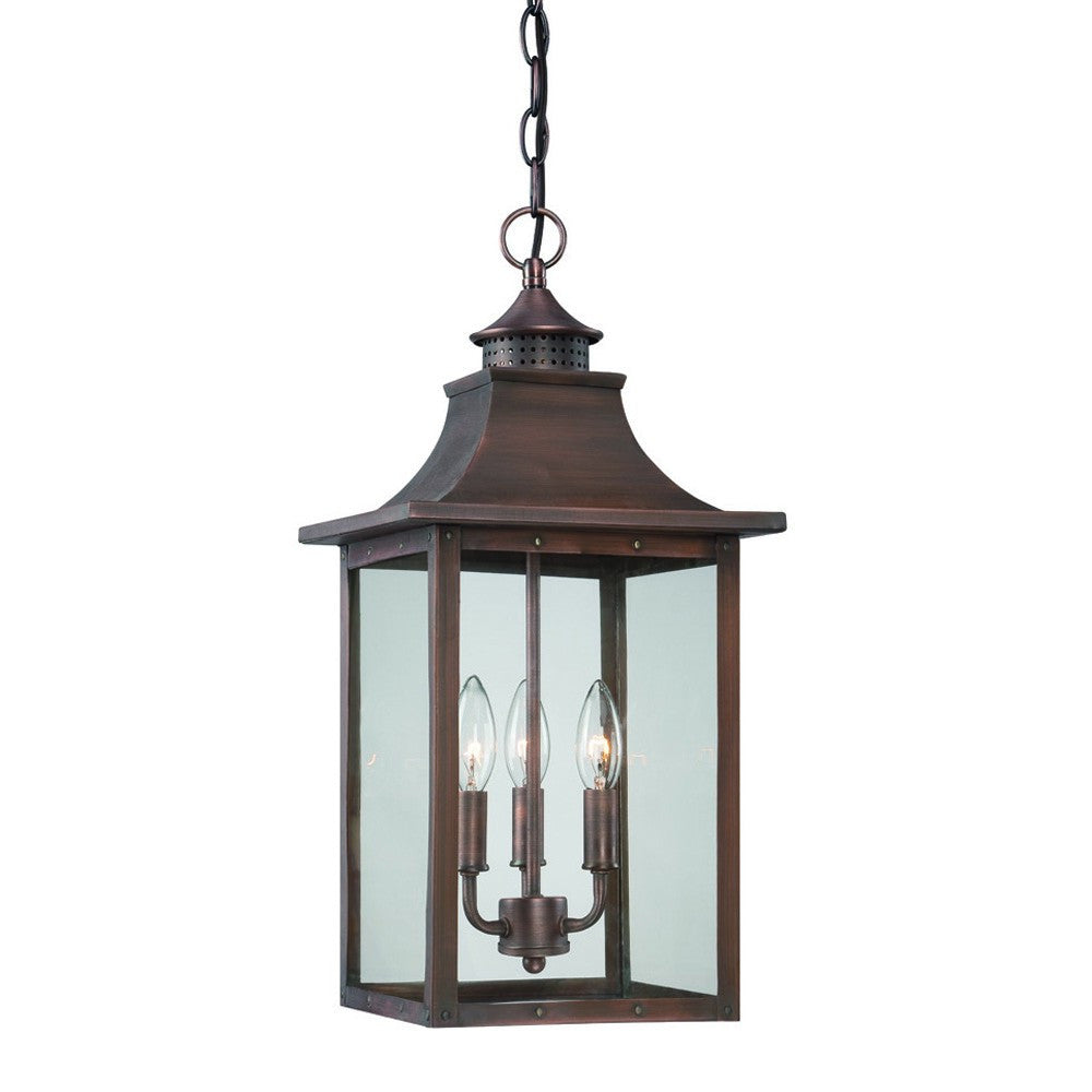 St. Charles 3-Light Acopper Patina Hanging Light-Chandeliers-DECOROLALA