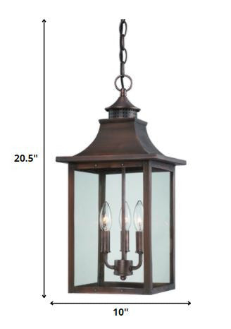 St. Charles 3-Light Acopper Patina Hanging Light-Chandeliers-DECOROLALA