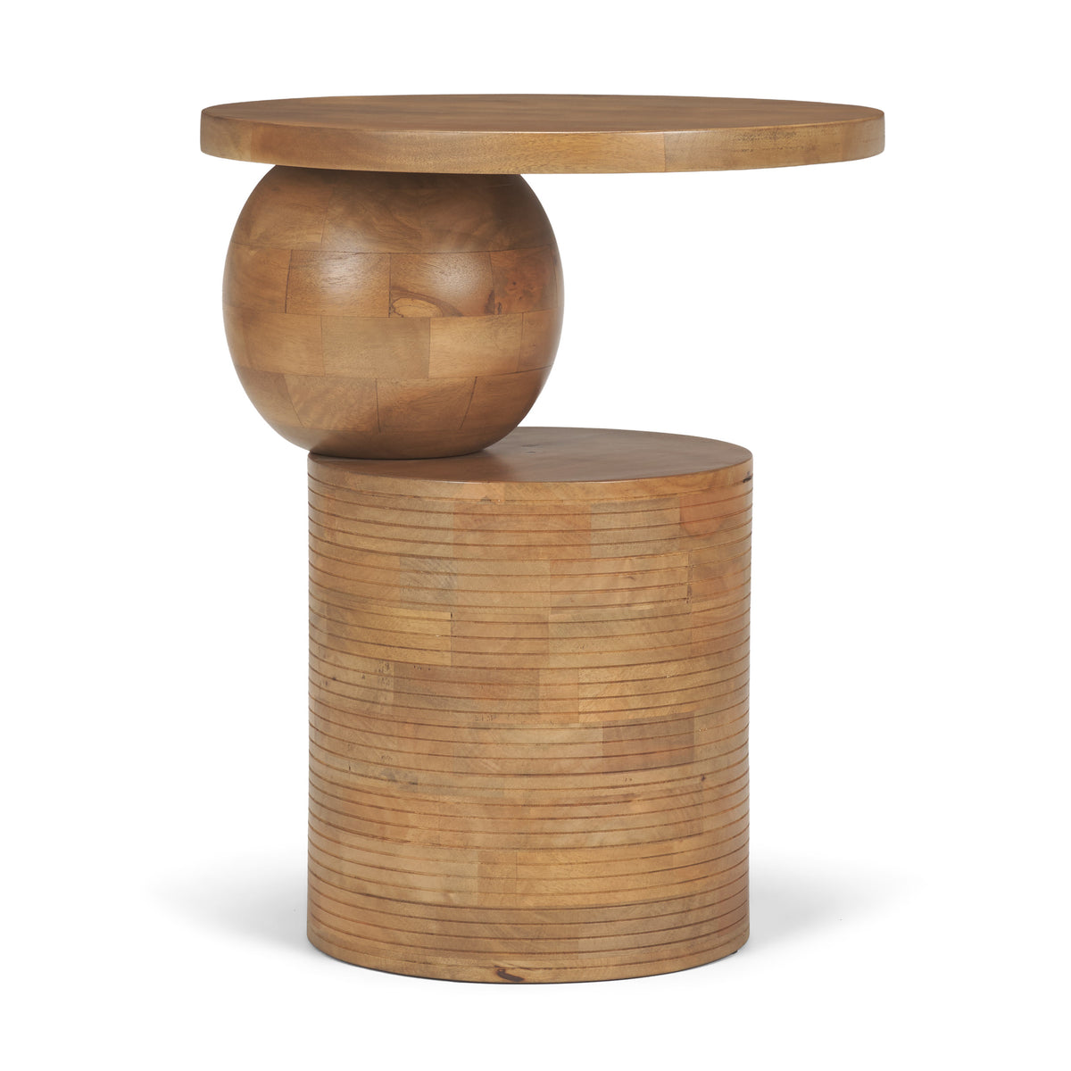 Stack Light Brown Wood Geometric Accent Table-Accent Tables-DECOROLALA