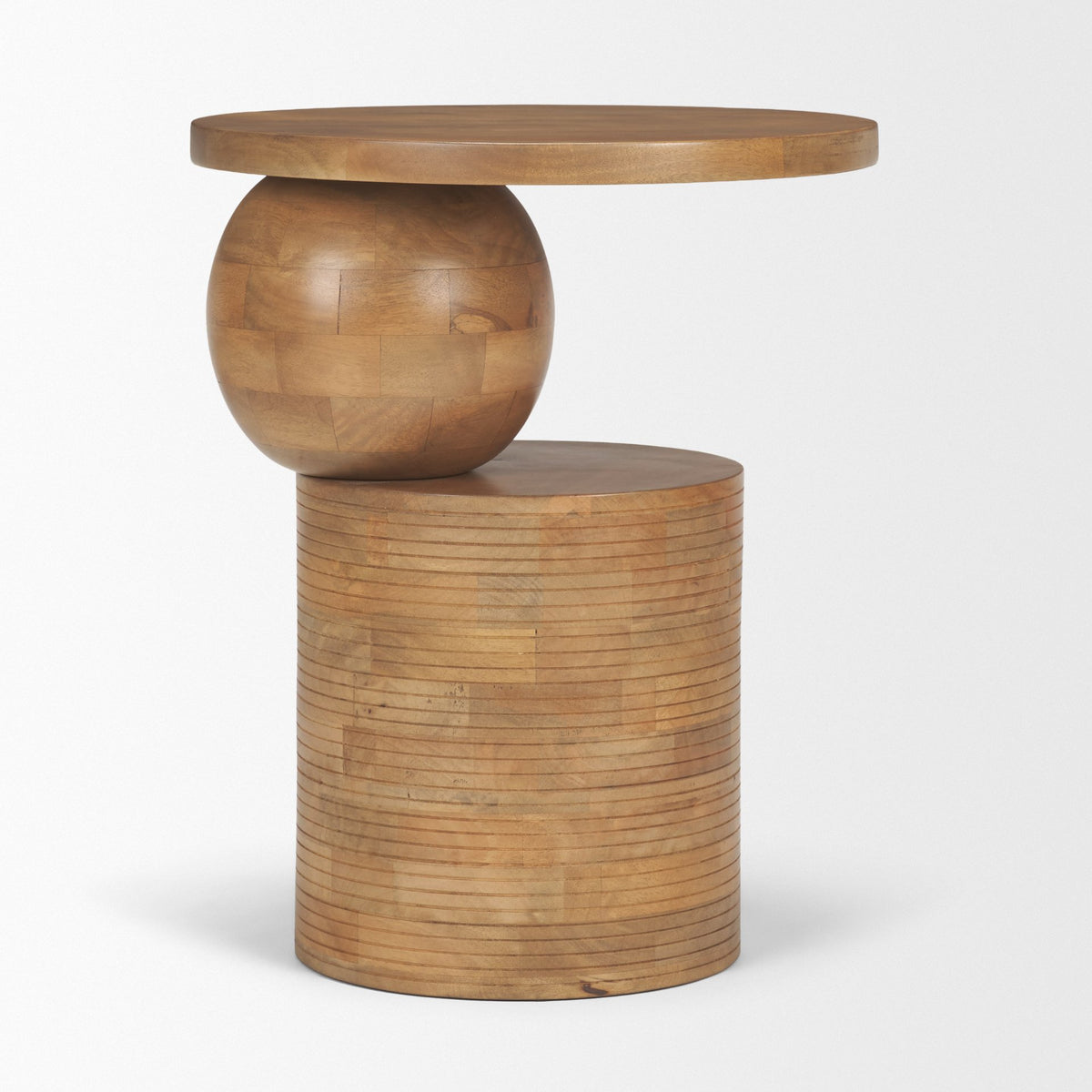 Stack Light Brown Wood Geometric Accent Table-Accent Tables-DECOROLALA
