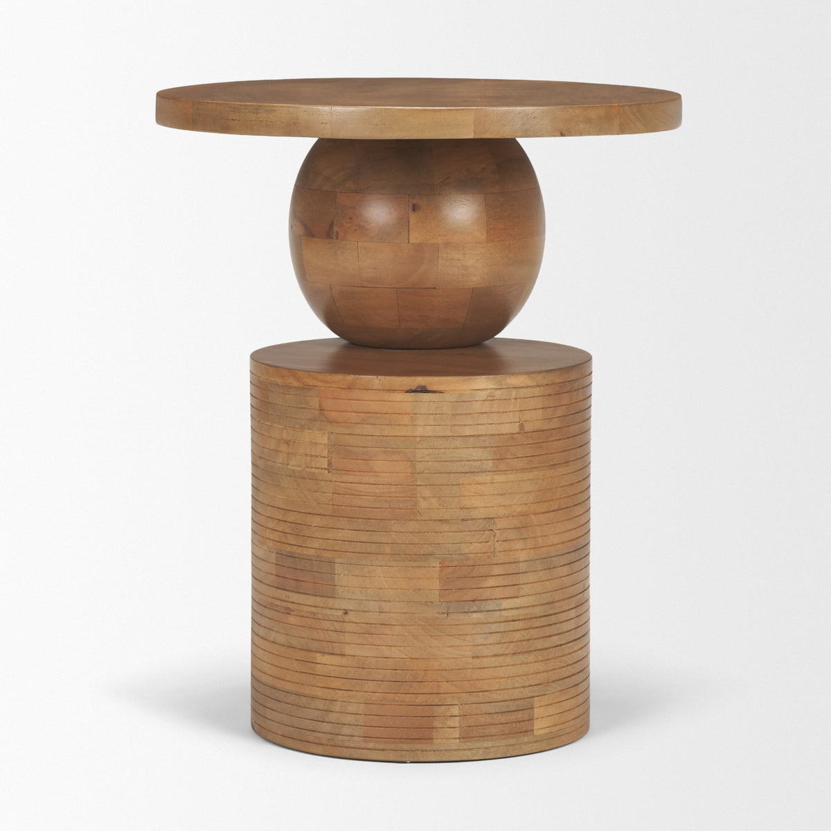 Stack Light Brown Wood Geometric Accent Table-Accent Tables-DECOROLALA