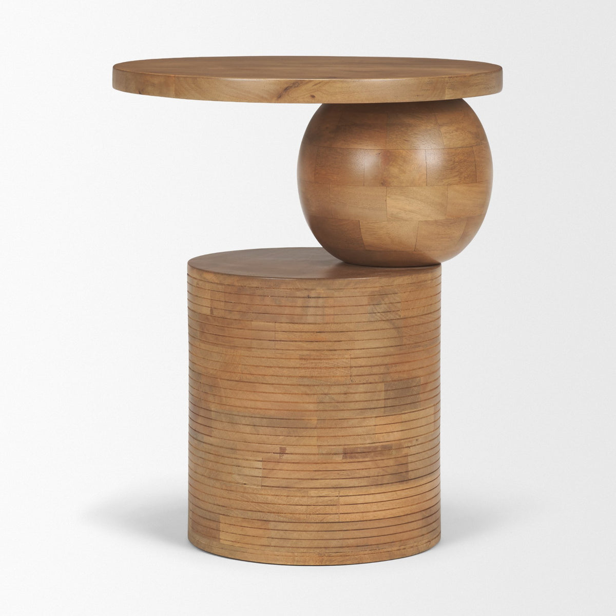 Stack Light Brown Wood Geometric Accent Table-Accent Tables-DECOROLALA