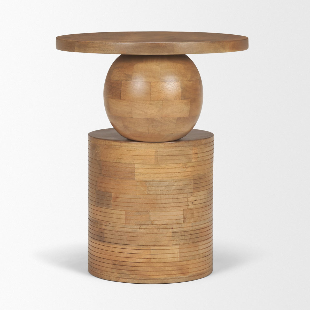 Stack Light Brown Wood Geometric Accent Table-Accent Tables-DECOROLALA