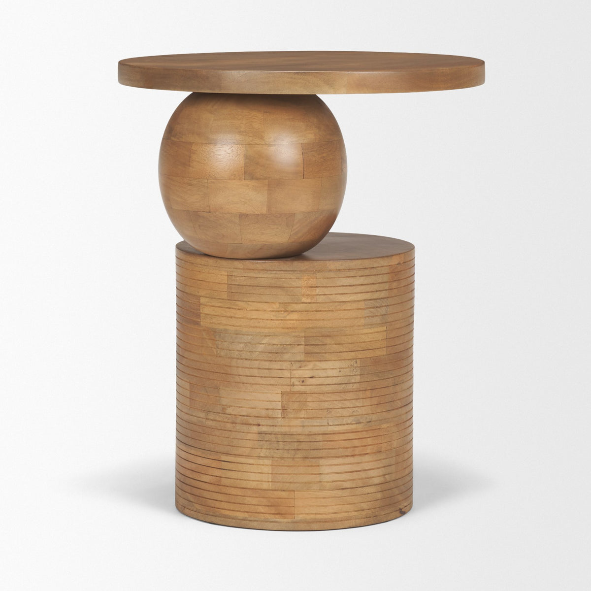 Stack Light Brown Wood Geometric Accent Table-Accent Tables-DECOROLALA