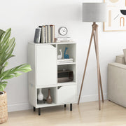 Stackable Bookcase with Adjustable Shelf and Cubes-White-Bookcases-DECOROLALA