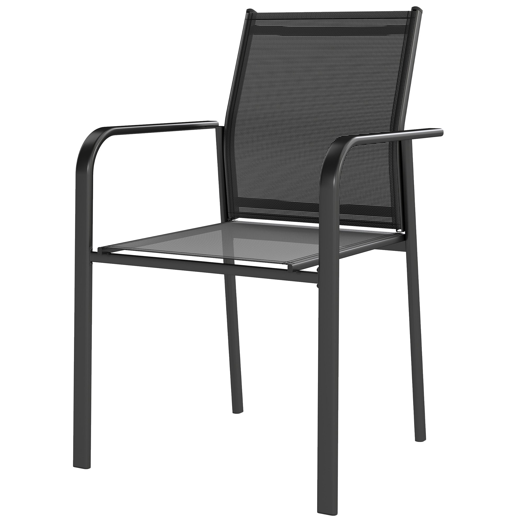 Stackable Patio Chairs Set of 4 Black Mesh-DECOROLALA