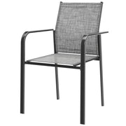 Stackable Patio Chairs Set of 4 Grey Mesh-DECOROLALA