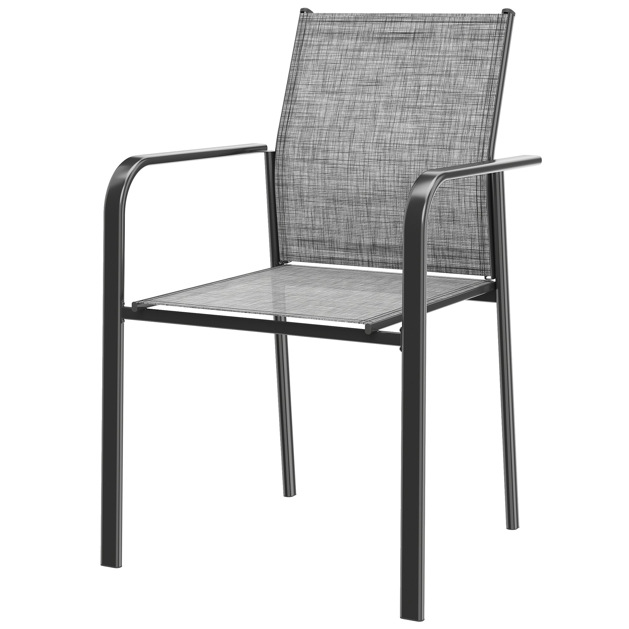 Stackable Patio Chairs Set of 4 Grey Mesh-DECOROLALA