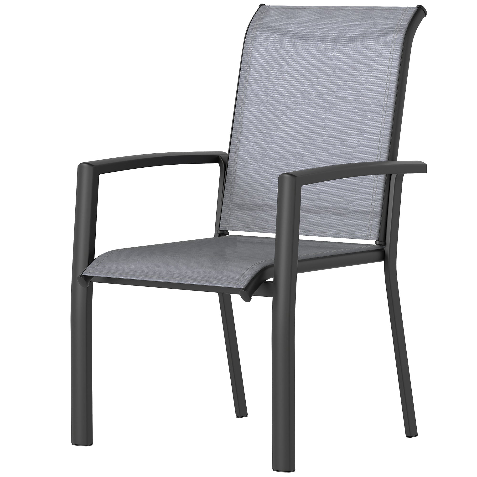 Stackable Patio Chairs Set of 4 Grey Mesh-DECOROLALA