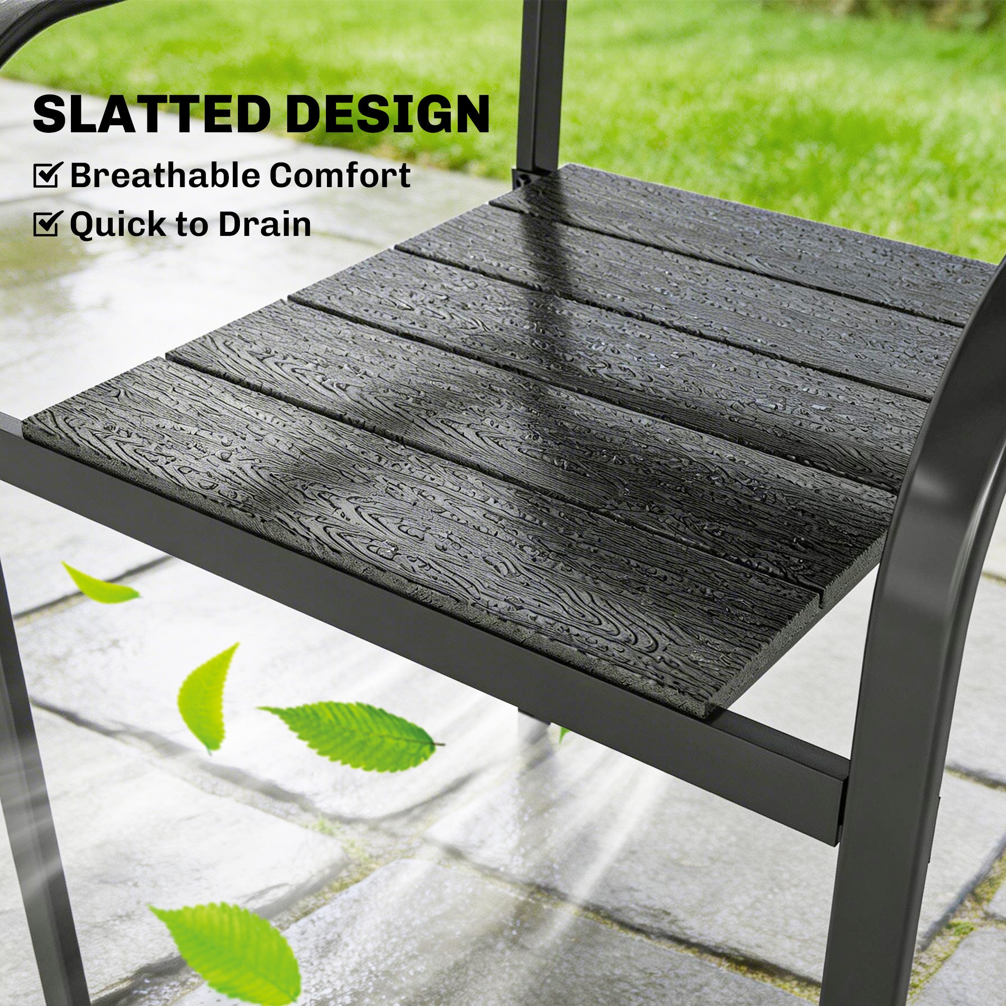 Stackable Patio Dining Chairs - Set of 4 Black HDPE-DECOROLALA