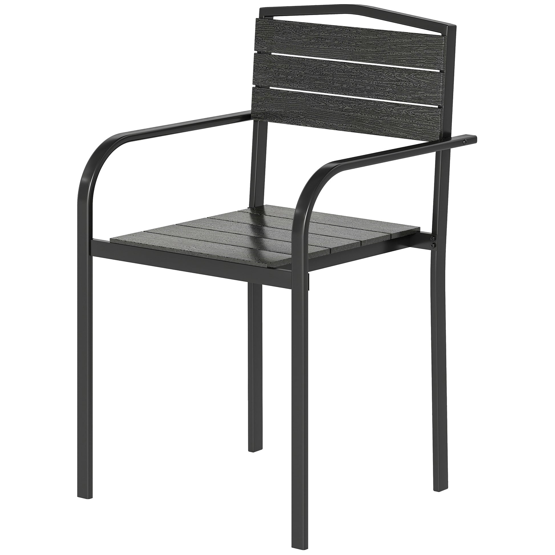 Stackable Patio Dining Chairs - Set of 4 Black HDPE-DECOROLALA