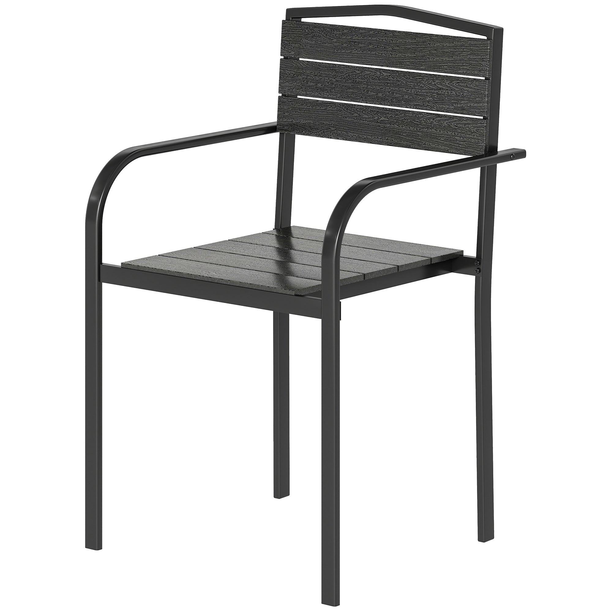 Stackable Patio Dining Chairs - Set of 4 Black HDPE-DECOROLALA