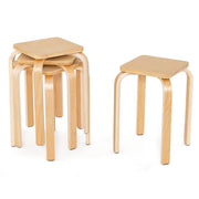 Stackable Stools Set of 4 with Square Top and Rounded Corners-Natural-Dining Chairs-DECOROLALA