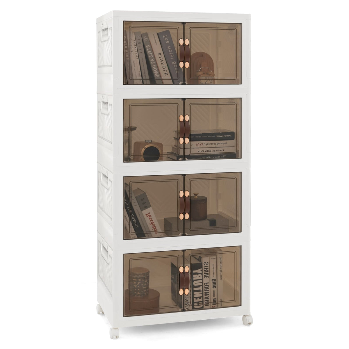 Stackable Storage Bins with Lockable Wheels-4 Pack-Storage Cabinets & Chests-DECOROLALA