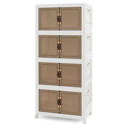 Stackable Storage Bins with Lockable Wheels-4 Pack-Storage Cabinets & Chests-DECOROLALA