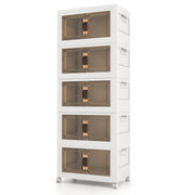 Stackable Storage Bins with Lockable Wheels-5 Pack-Storage Cabinets & Chests-DECOROLALA
