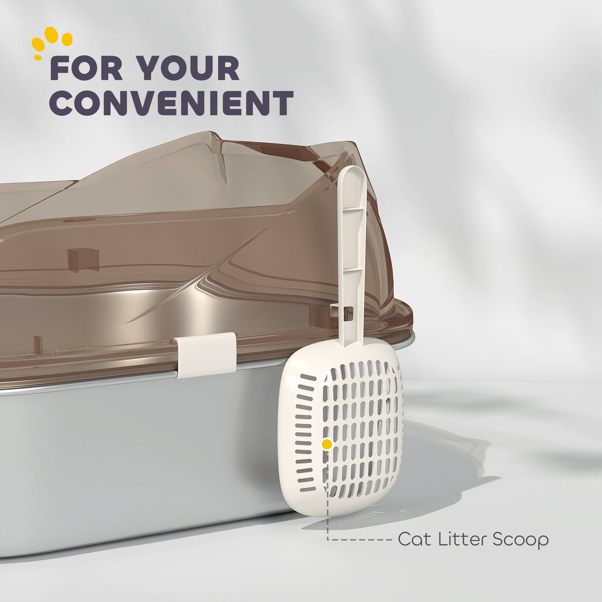 Stainless Steel Cat Litter Box with High Sides & Scoop - Charcoal Grey-Cats-DECOROLALA