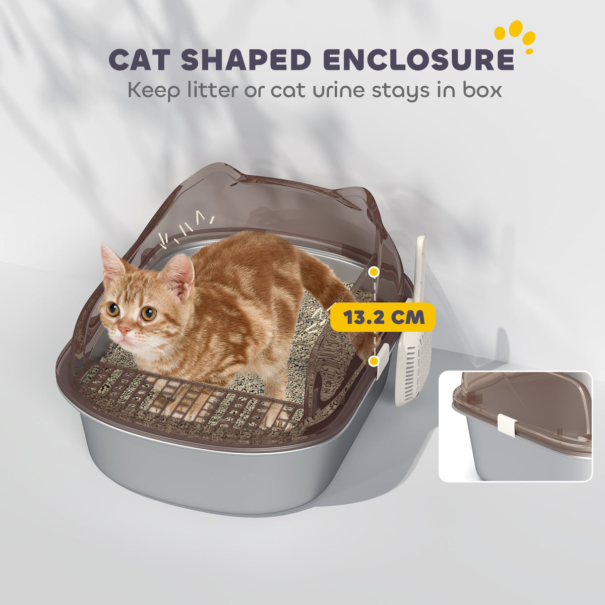Stainless Steel Cat Litter Box with High Sides & Scoop - Grey-Cats-DECOROLALA