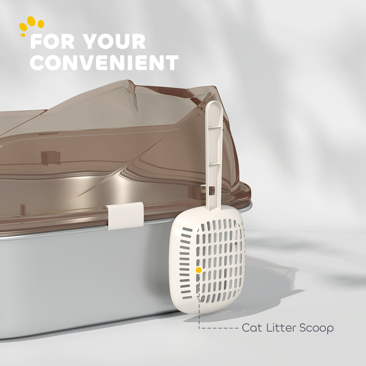 Stainless Steel Cat Litter Box with High Sides & Scoop - Grey-Cats-DECOROLALA