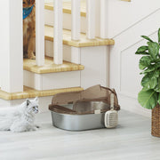 Stainless Steel Cat Litter Box with High Sides & Scoop - Grey-Cats-DECOROLALA