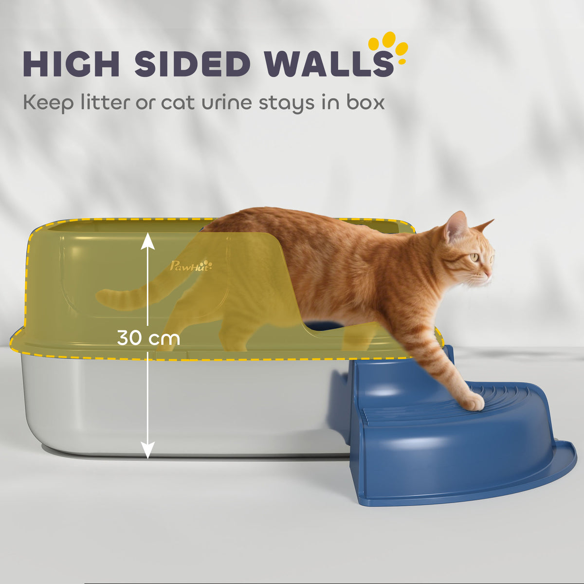 Stainless Steel Cat Litter Box with High Sides and Scoop - Navy Blue-Cats-DECOROLALA