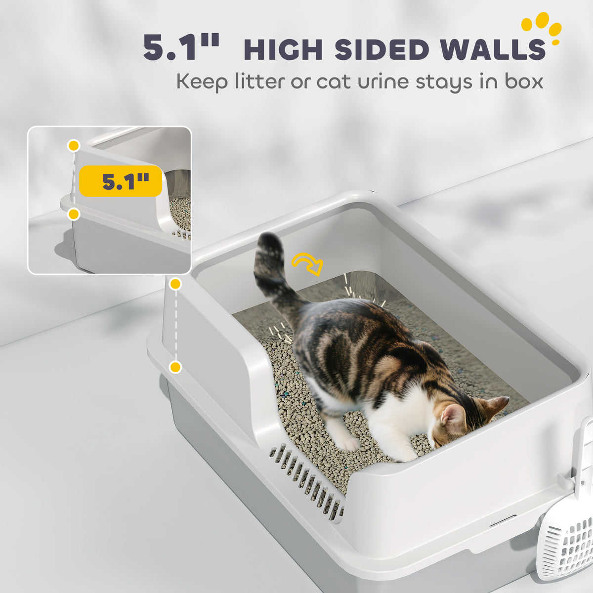 Stainless Steel Cat Litter Box with Lid and Scoop - Light Grey-Cats-DECOROLALA