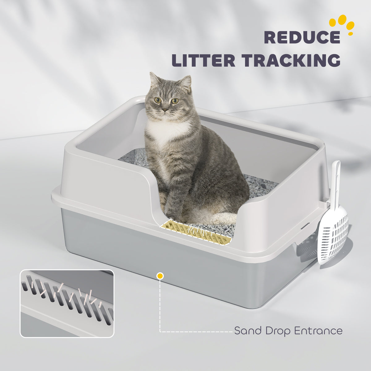 Stainless Steel Cat Litter Box with Lid and Scoop - Light Grey-Cats-DECOROLALA