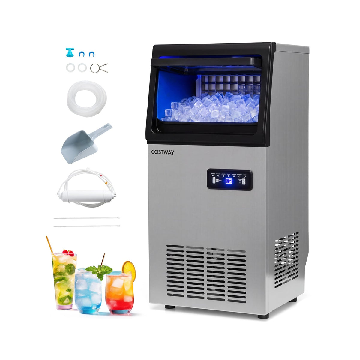 Stainless Steel Commercial Ice Maker 110 lbs/24H-Ice Makers-DECOROLALA