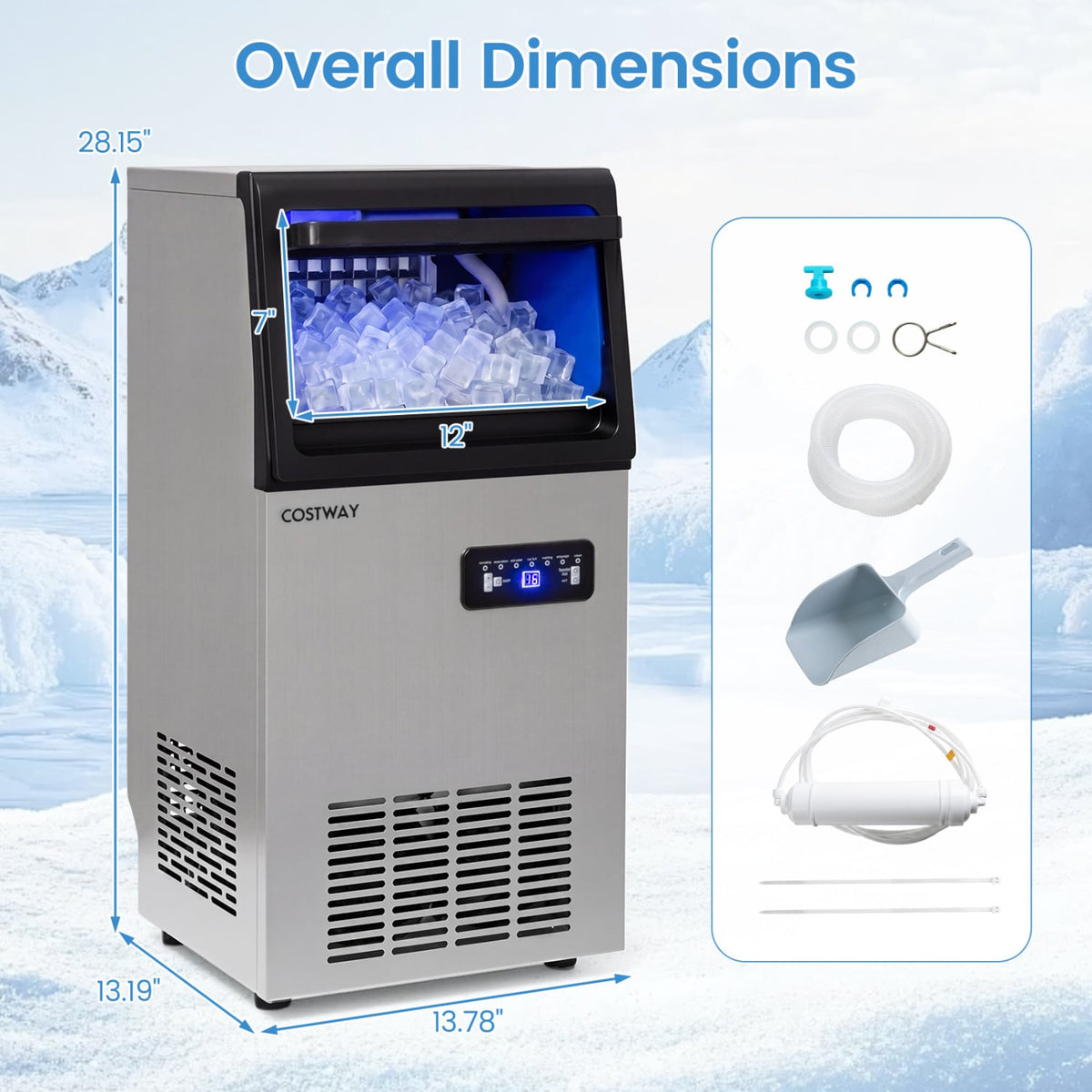 Stainless Steel Commercial Ice Maker 110 lbs/24H-Ice Makers-DECOROLALA