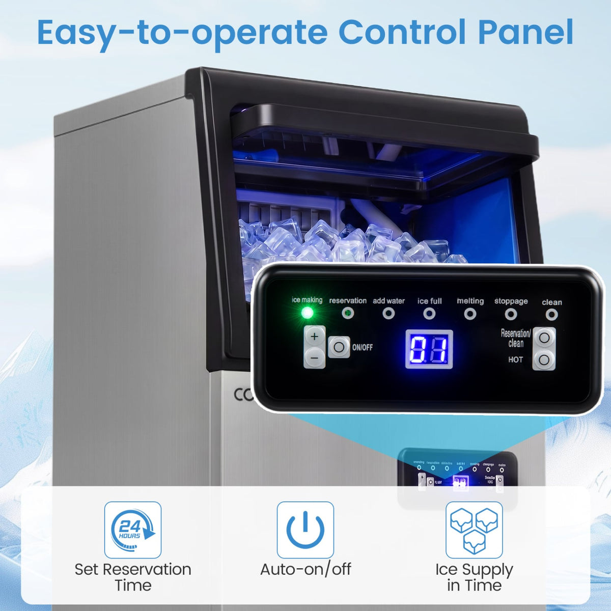 Stainless Steel Commercial Ice Maker 110 lbs/24H-Ice Makers-DECOROLALA