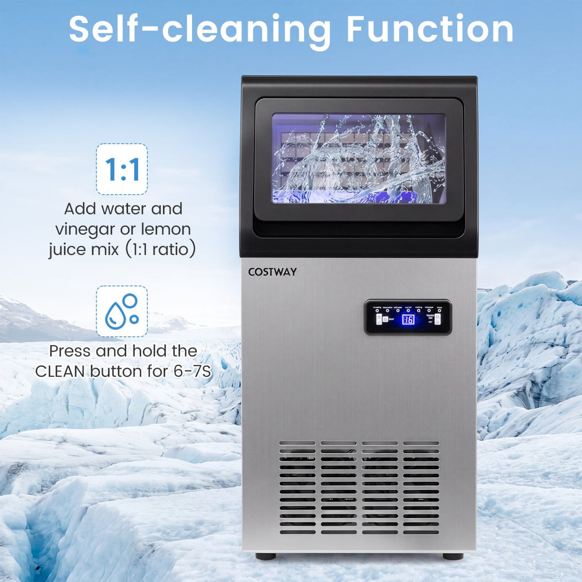 Stainless Steel Commercial Ice Maker 110 lbs/24H-Ice Makers-DECOROLALA