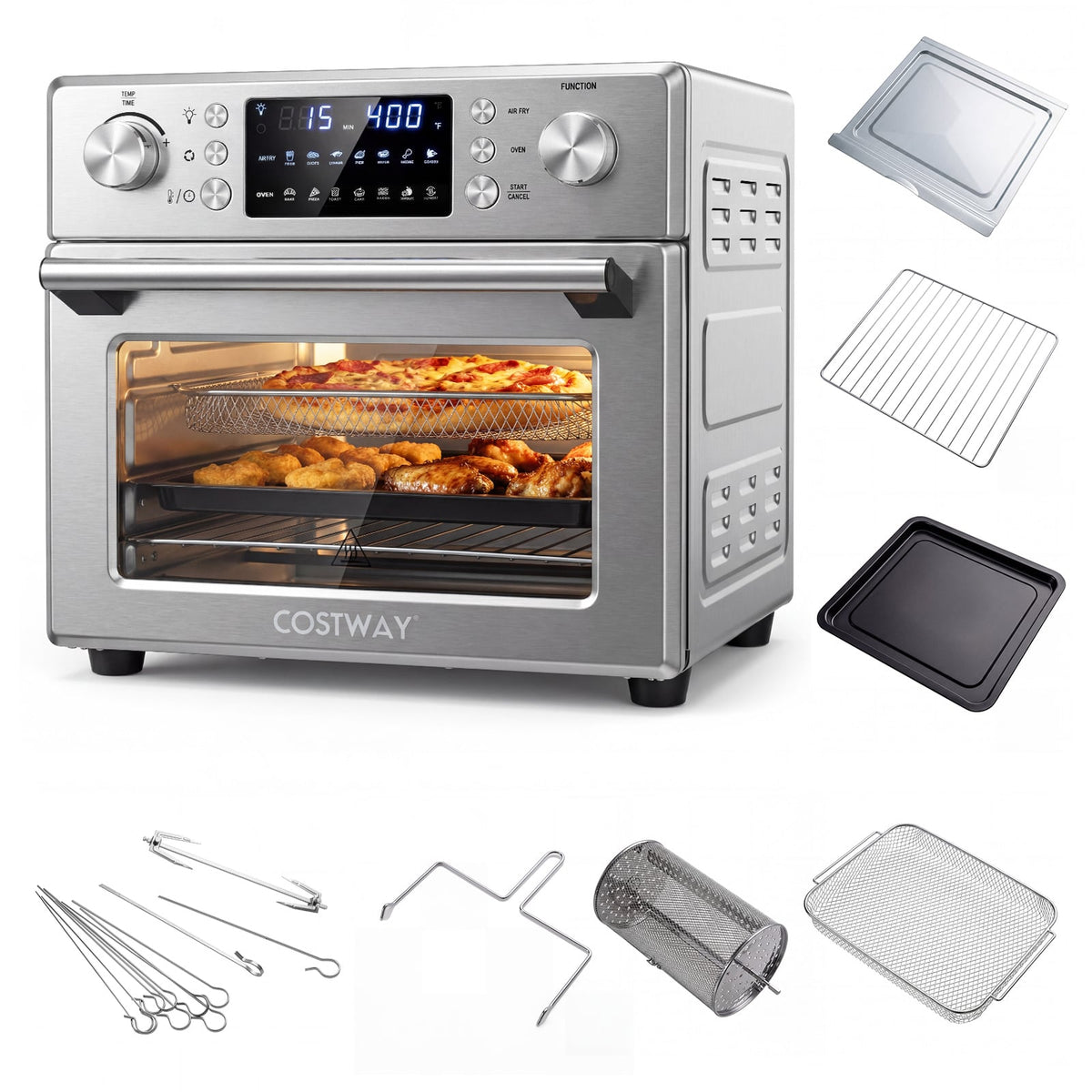 Stainless Steel Countertop Convection Oven with Bake-Silver-Toaster Ovens-DECOROLALA