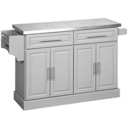 Stainless Steel Kitchen Island Trolley with Storage - Grey 57"-DECOROLALA