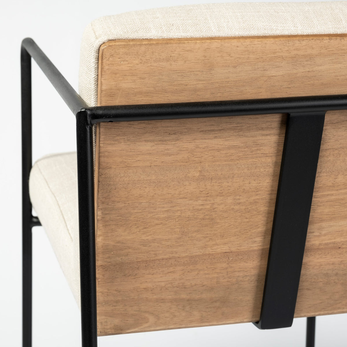 Stamford 40" Total Height Light Beige Upholstered Seat w/ Wood Back, Metal Frame Bar Stool-Bar Stools-DECOROLALA