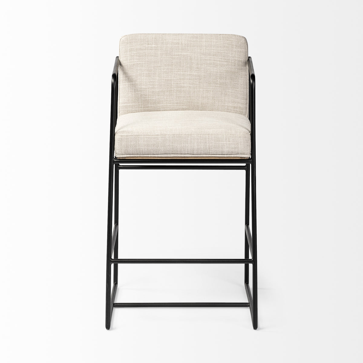 Stamford 36" Total Height Light Beige Upholstered Seat w/ Wood Back, Metal Frame Counter Stool-Bar Stools-DECOROLALA