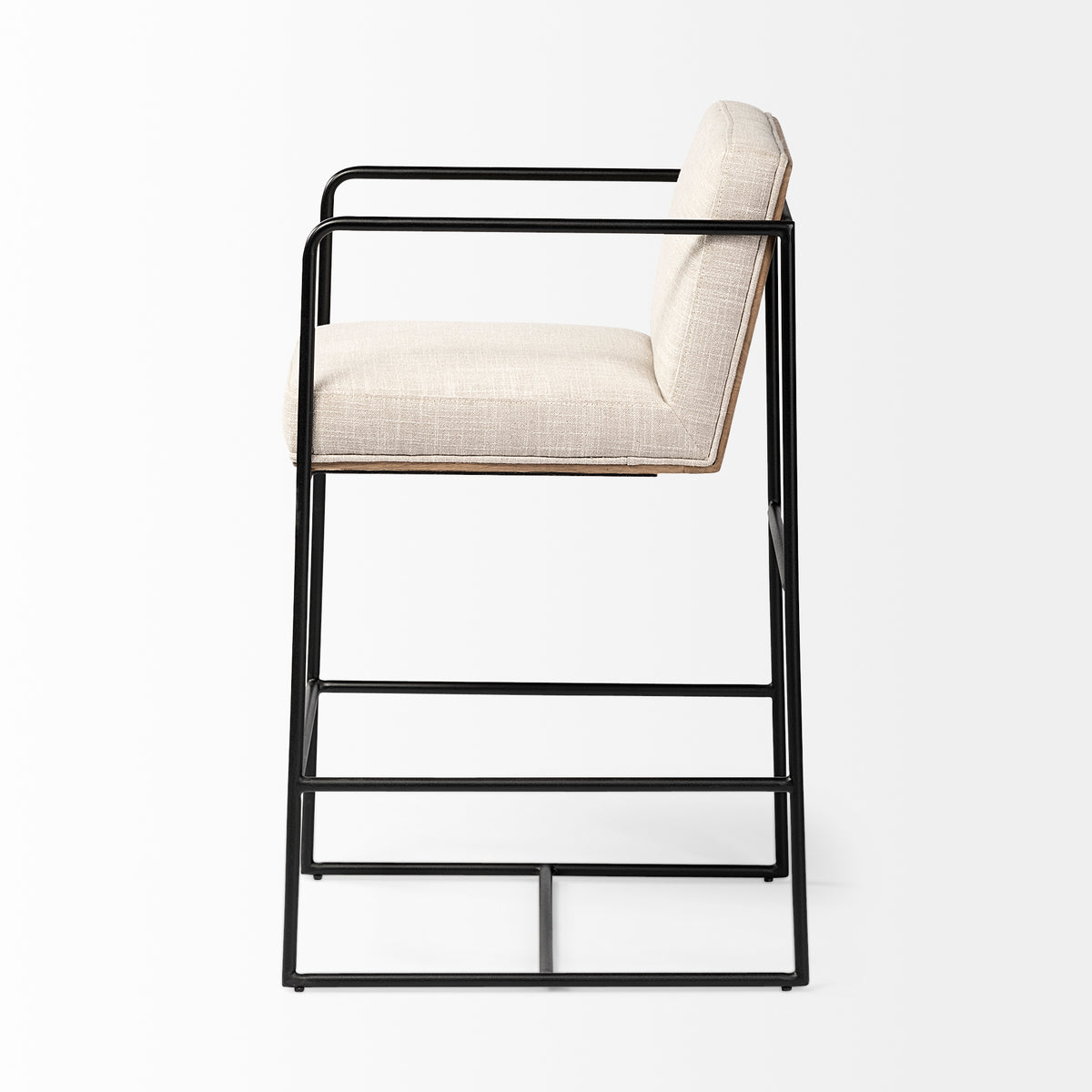 Stamford 36" Total Height Light Beige Upholstered Seat w/ Wood Back, Metal Frame Counter Stool-Bar Stools-DECOROLALA