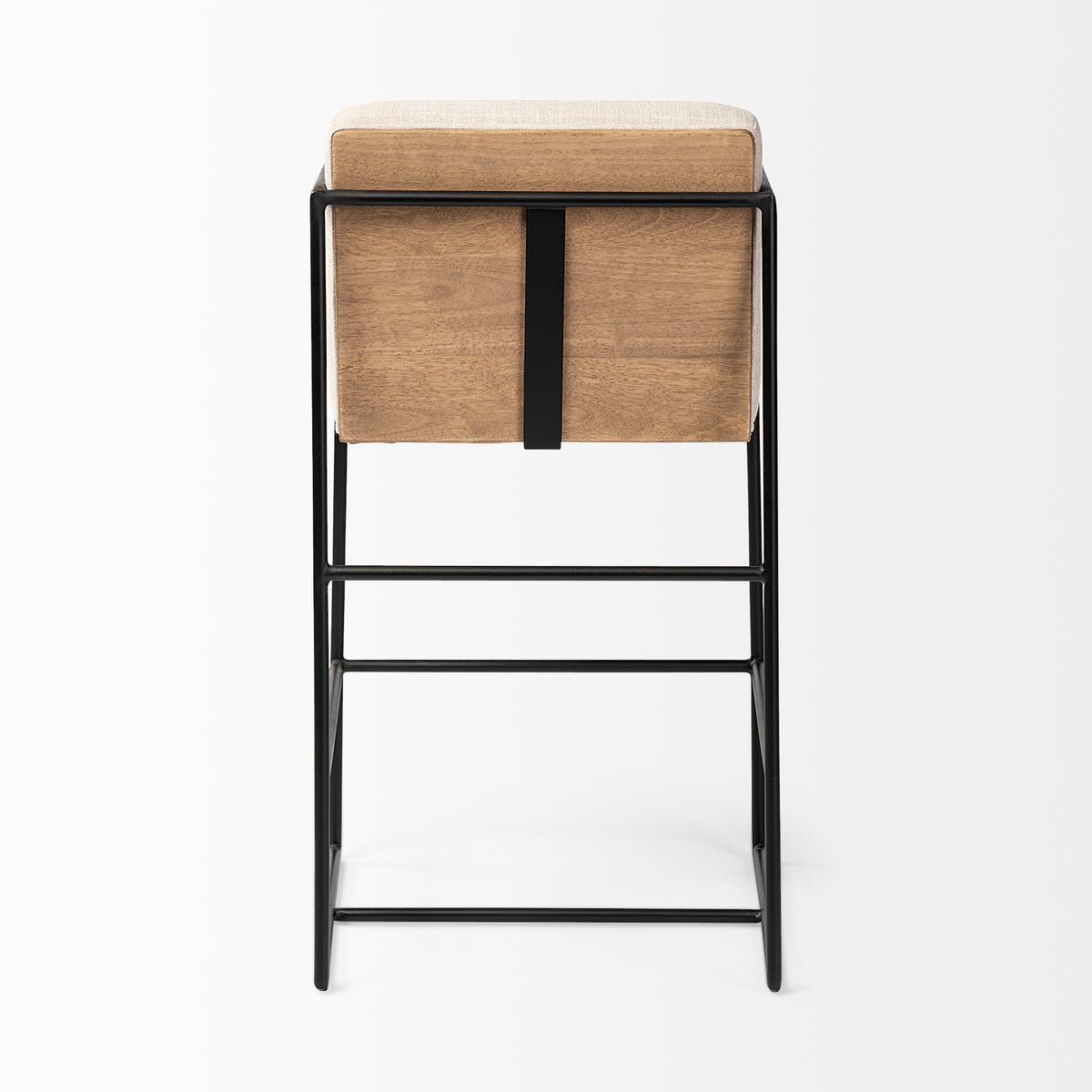 Stamford 36" Total Height Light Beige Upholstered Seat w/ Wood Back, Metal Frame Counter Stool-Bar Stools-DECOROLALA