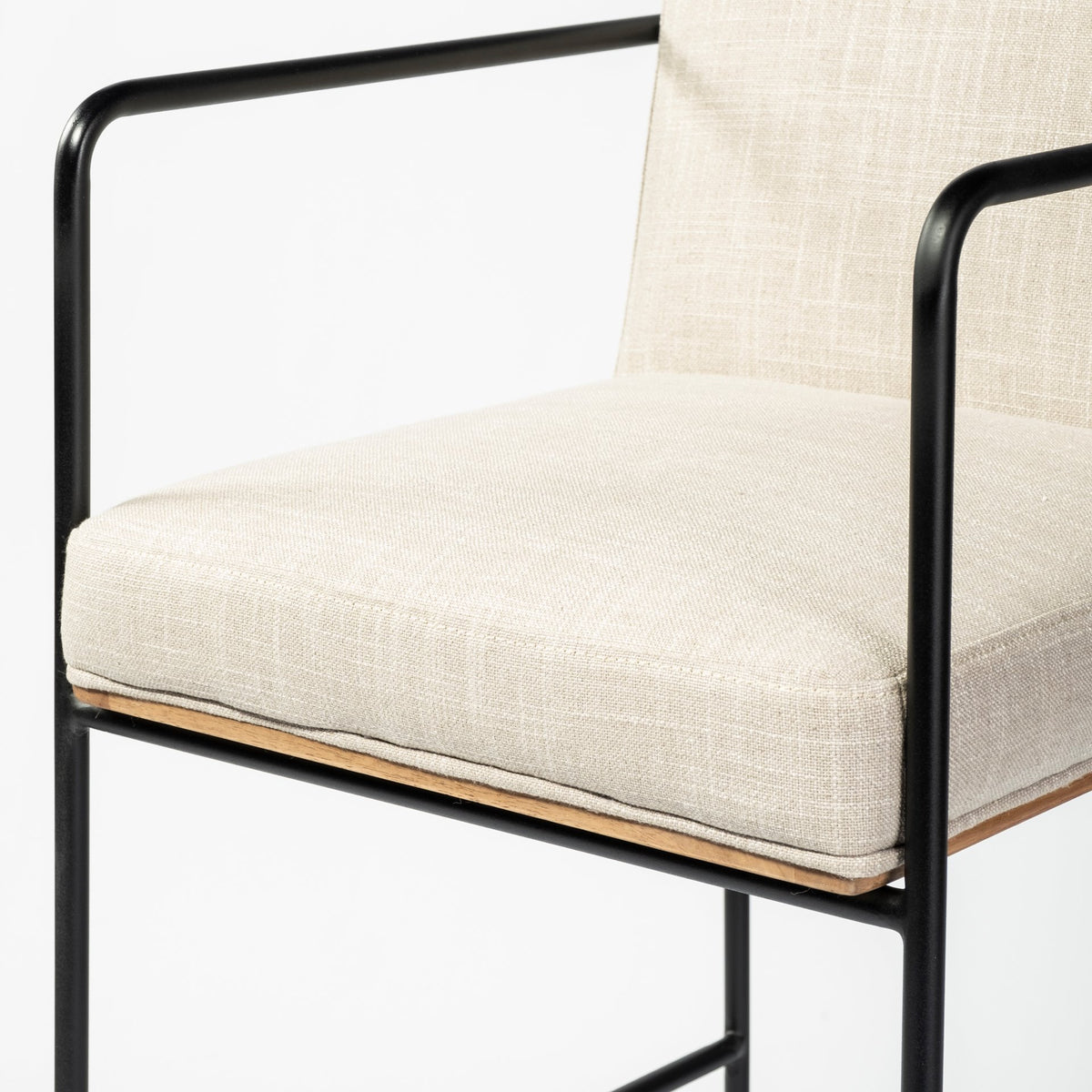 Stamford 36" Total Height Light Beige Upholstered Seat w/ Wood Back, Metal Frame Counter Stool-Bar Stools-DECOROLALA