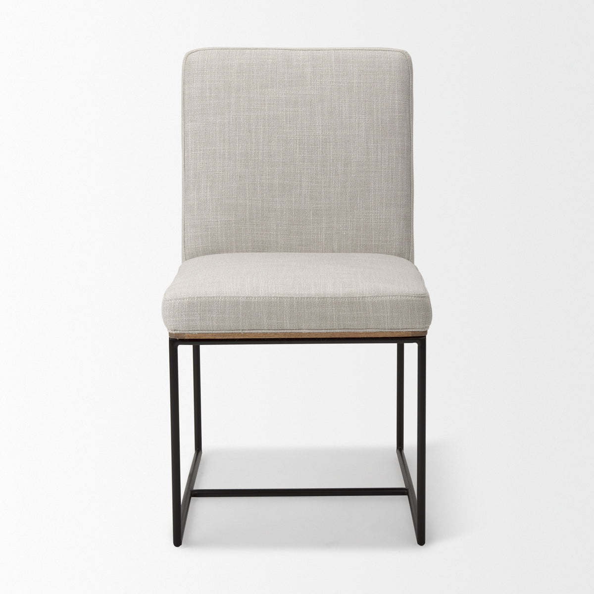 Stamford High-Back Dining Side Chair | Beige Linen w/ Black Metal-Dining Chairs-DECOROLALA