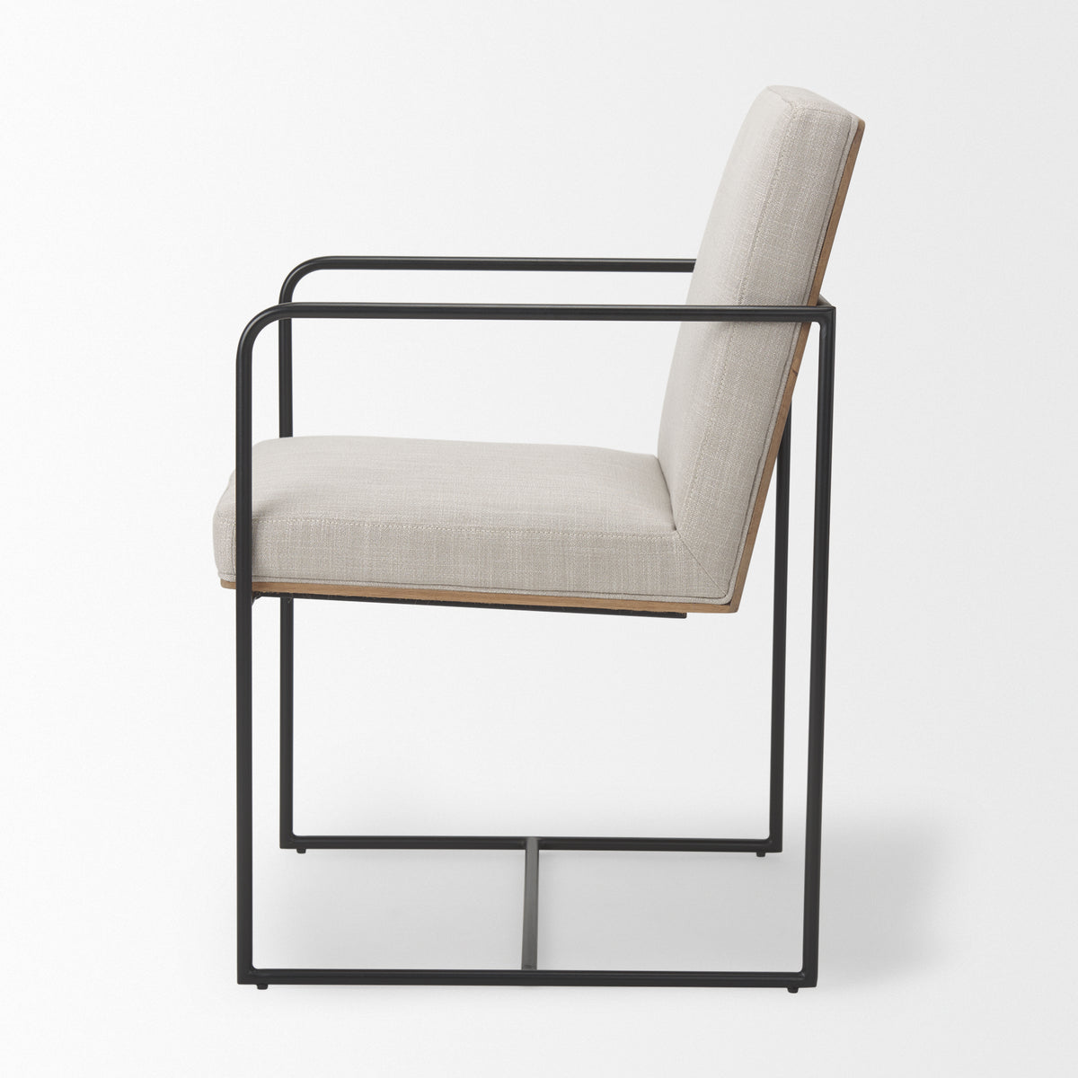 Stamford High-Back Dining Side Chair | Beige Linen w/ Black Metal-Dining Chairs-DECOROLALA