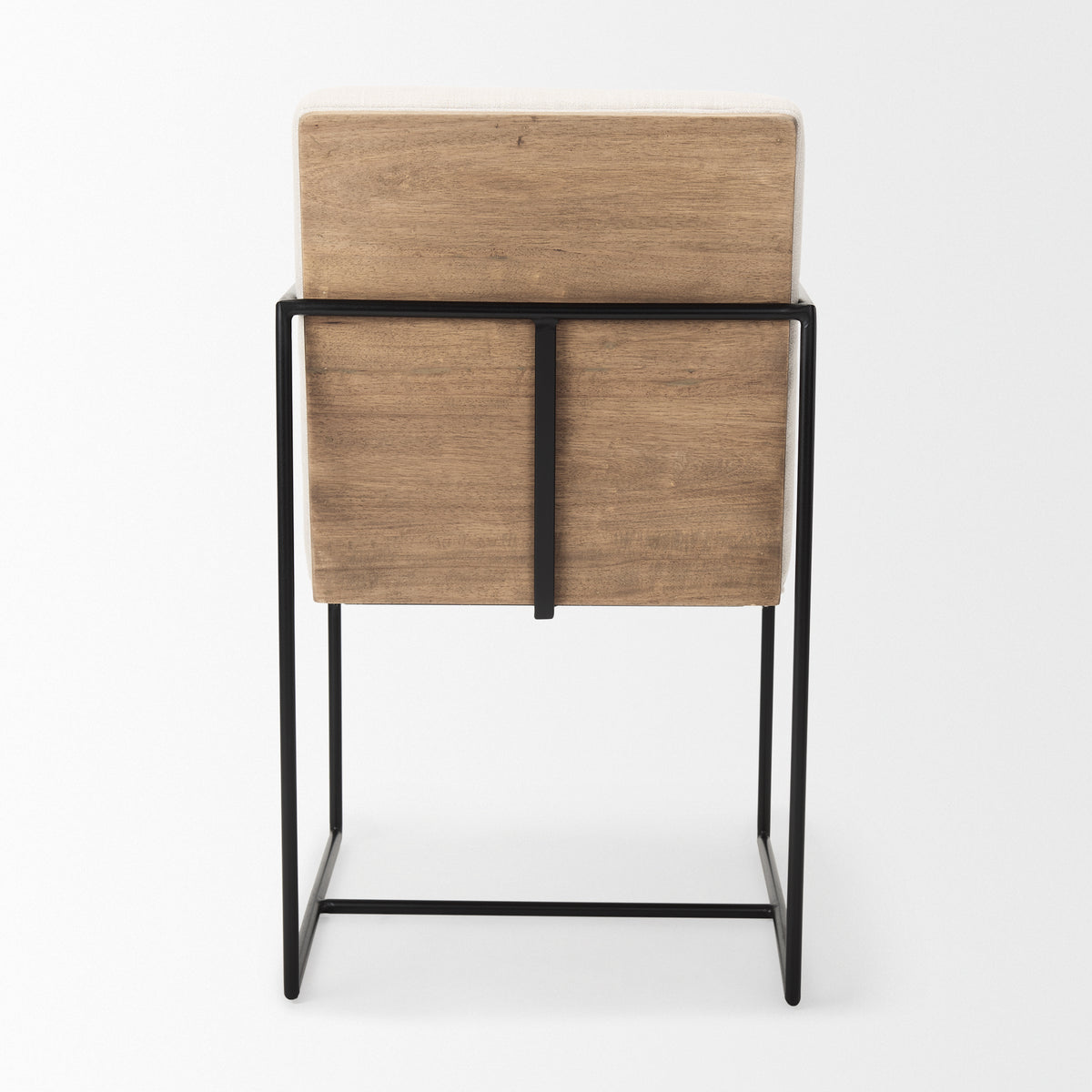 Stamford High-Back Dining Side Chair | Beige Linen w/ Black Metal-Dining Chairs-DECOROLALA