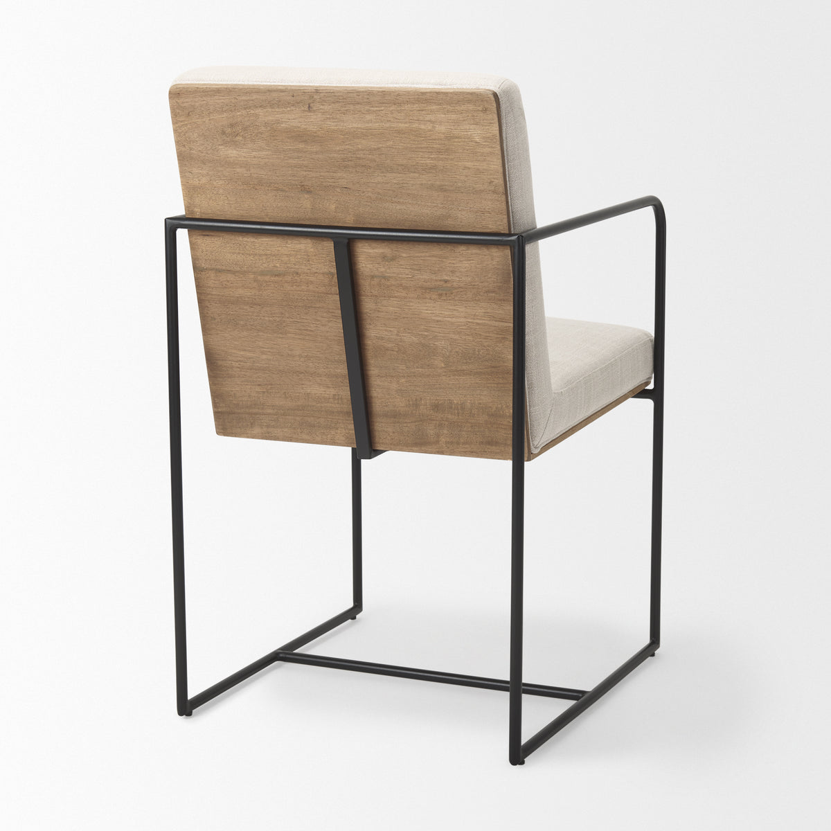 Stamford High-Back Dining Side Chair | Beige Linen w/ Black Metal-Dining Chairs-DECOROLALA